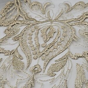 Light Gold Paisley Leaf Applique Sew On 12in
